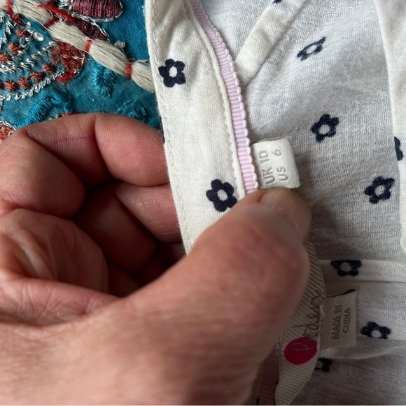 Boden Gauzy Cotton Boden Peasant Blouse Colorful Bohemian Size 6 Travel Resort - Picture 7 of 7